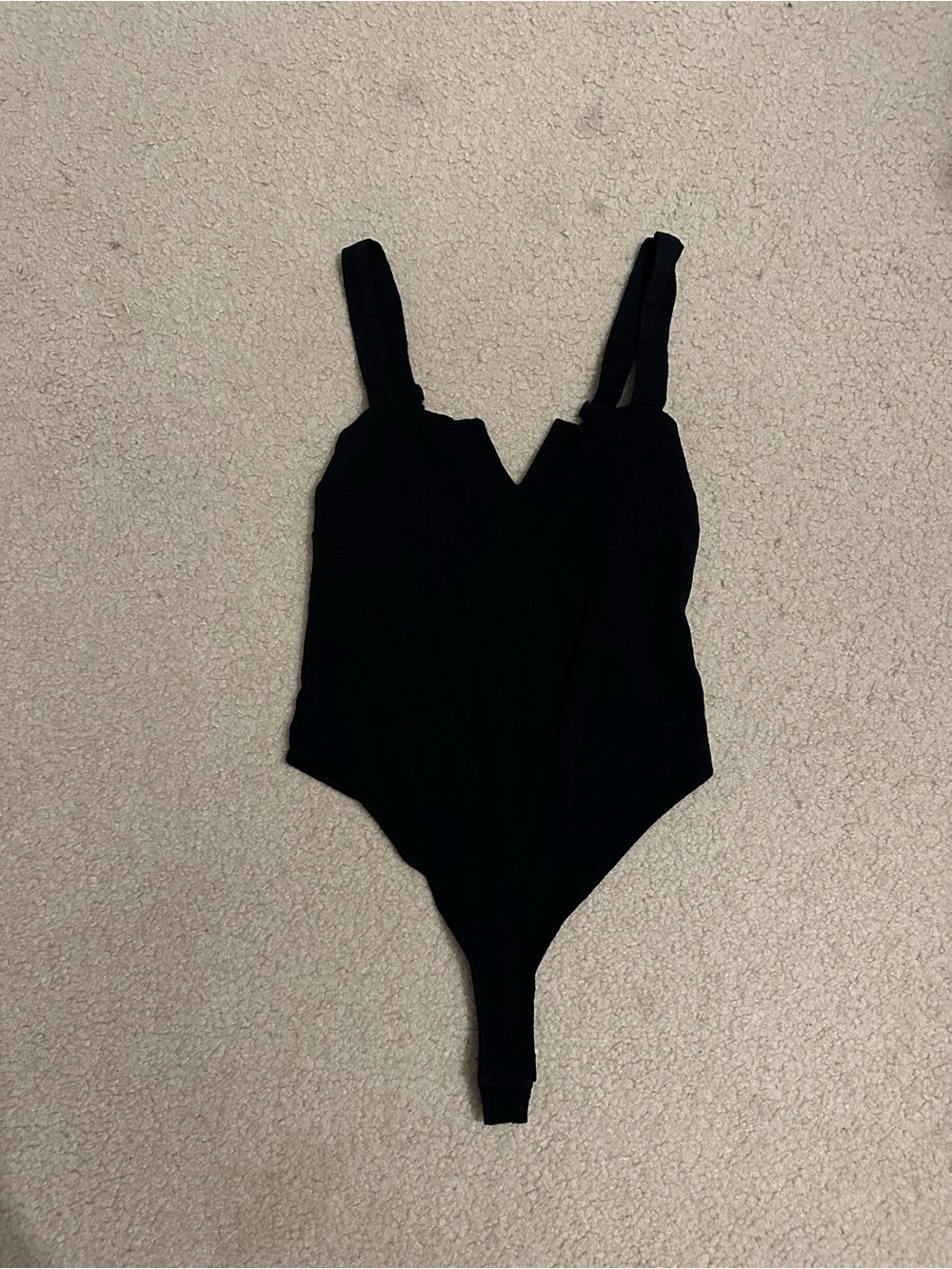 Free People Black V-Notch Strap Bodysuit